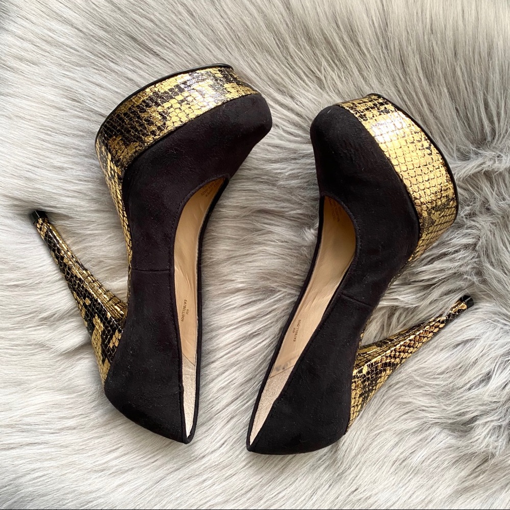 Enzo Angiolini Snake Skin Print Platform Heels